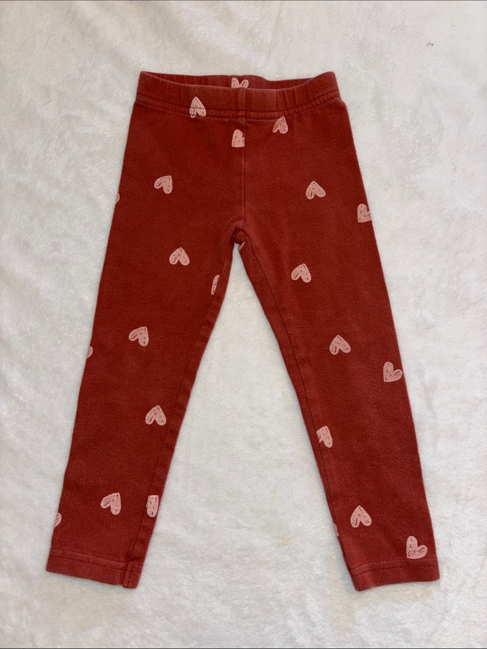 Carters Girls Rust Red Heart Print Leggings
